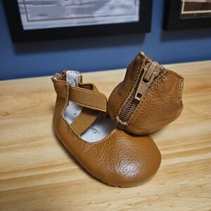 Brown Leather Ballet Style Flats/ Hard Sole Shoes